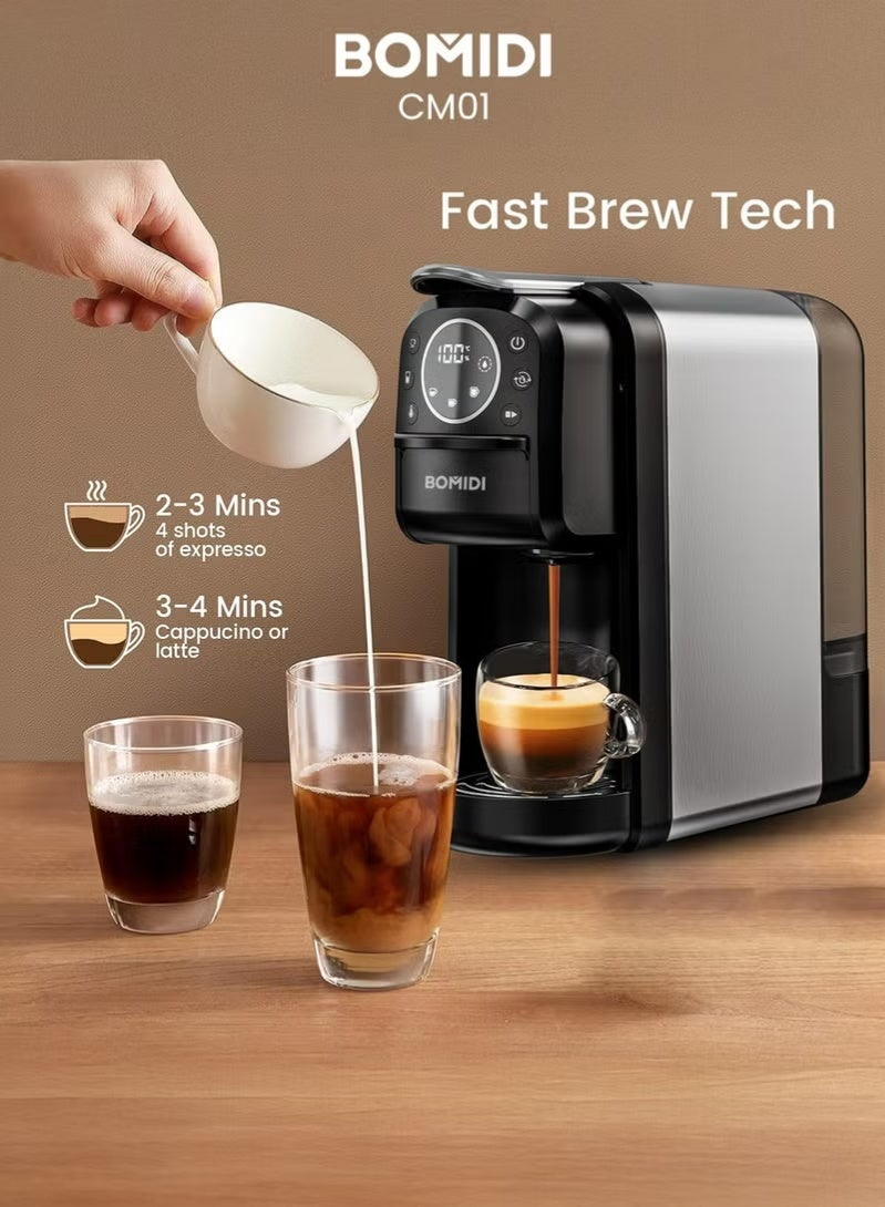 BOMIDI 3-in-1 Capsule Coffee Machine – Compatible with Nespresso, Dolce Gusto, and Ground Coffee – 20 Bar High-Pressure Espresso Maker with Touch Control Panel, Self-Cleaning Function, LED Indicators, 700ML Removable Water Tank – CM01 - Image 3